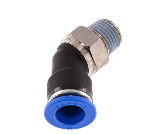10mm x R1/4'' 45deg Winkel-Steckverschraubung mit Außengewinde Messing/PA 66 NBR [2 Stück]