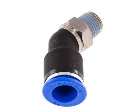 12mm x R1/4'' 45deg Winkel-Steckverschraubung mit Außengewinde Messing/PA 66 NBR [2 Stück]