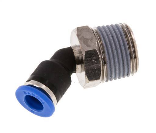 6mm x R3/8'' 45deg Winkel-Steckverschraubung mit Außengewinde Messing/PA 66 NBR [2 Stück]