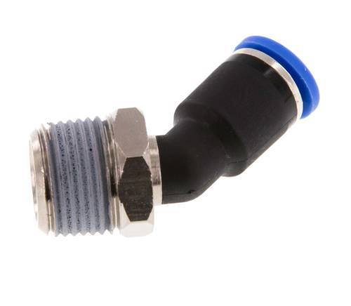 8mm x R3/8'' 45deg Elbow Push-in Fitting with Male Threads Brass/PA 66 NBR [2 Pieces]