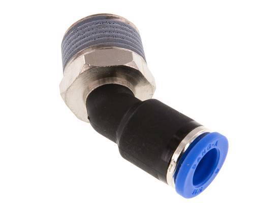 8mm x R3/8'' 45deg Elbow Push-in Fitting with Male Threads Brass/PA 66 NBR [2 Pieces]