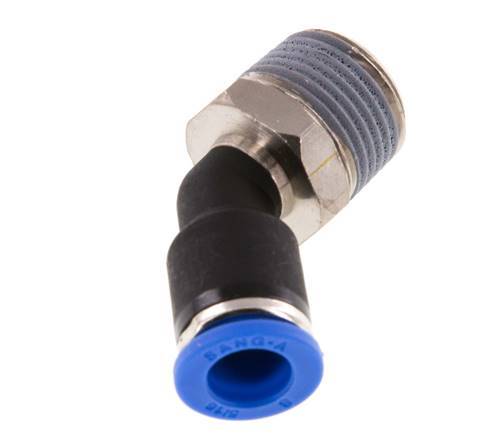 8mm x R3/8'' 45deg Winkel-Steckverschraubung mit Außengewinde Messing/PA 66 NBR [2 Stück]