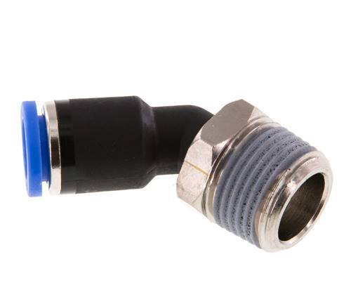 8mm x R3/8'' 45deg Winkel-Steckverschraubung mit Außengewinde Messing/PA 66 NBR [2 Stück]