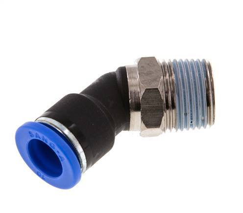 10mm x R3/8'' 45deg Winkel-Steckverschraubung mit Außengewinde Messing/PA 66 NBR [2 Stück]