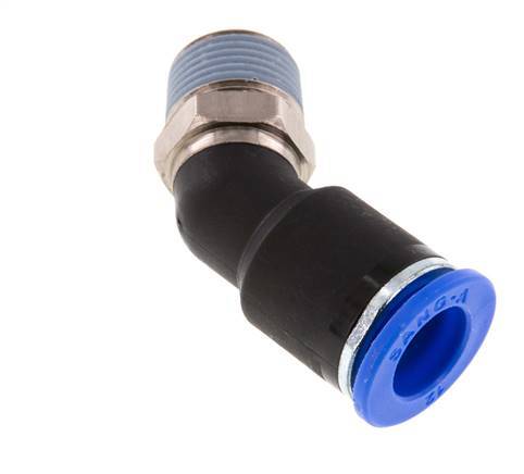 12mm x R3/8'' 45deg Winkel-Steckverschraubung mit Außengewinde Messing/PA 66 NBR [2 Stück]