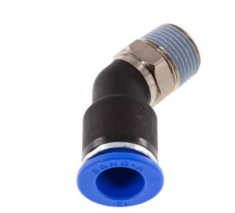 12mm x R3/8'' 45deg Elbow Push-in Fitting with Male Threads Brass/PA 66 NBR [2 Pieces]