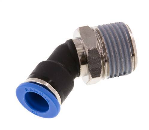 10mm x R1/2'' 45deg Winkel-Steckverschraubung mit Außengewinde Messing/PA 66 NBR [2 Stück]