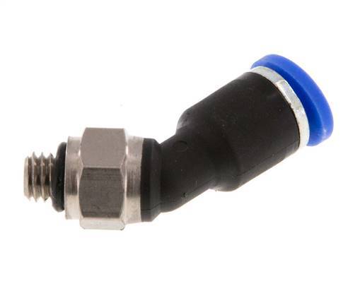 4mm x M 5 45Grad Winkel-Steckverschraubung mit Außengewinde Messing/PA 66 NBR [2 Stück]