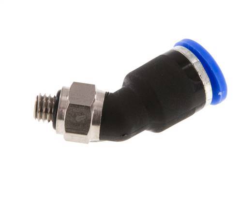 6mm x M 5 45Grad Winkel-Steckverschraubung mit Außengewinde Messing/PA 66 NBR [2 Stück]