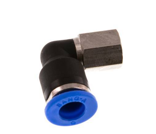 6mm x M 5 90Grad Winkel-Steckverschraubung mit Innengewinde Messing/PA 66 NBR drehbar [2 Stück]