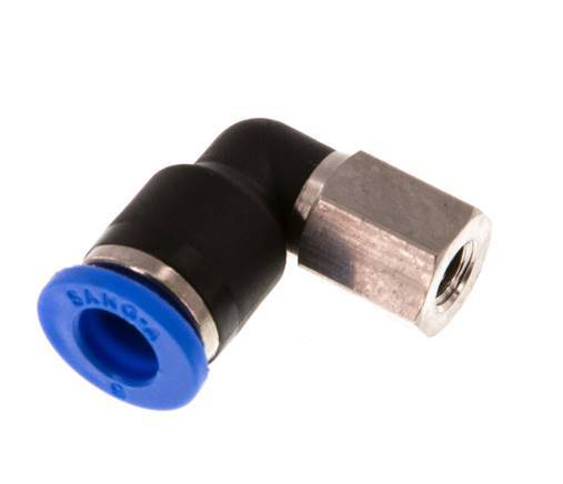 6mm x M 5 90Grad Winkel-Steckverschraubung mit Innengewinde Messing/PA 66 NBR drehbar [2 Stück]