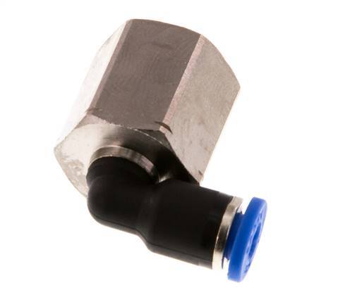 4mm x G1/4'' 90deg Elbow Push-in Fitting with Female Threads Brass/PA 66 NBR Rotatable [2 Pieces]