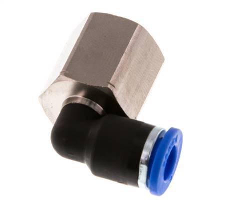 6mm x G1/4'' 90deg Winkel Steckverschraubung mit Innengewinde Messing/PA 66 NBR drehbar [2 Stück]