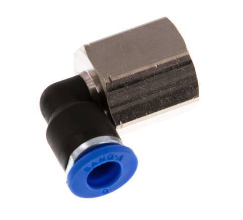 6mm x G1/4'' 90deg Winkel Steckverschraubung mit Innengewinde Messing/PA 66 NBR drehbar [2 Stück]