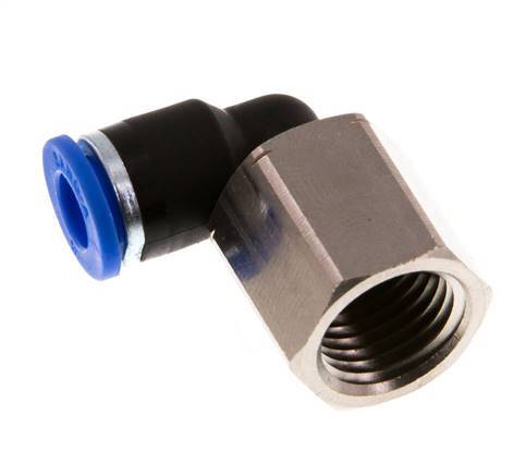 6mm x G1/4'' 90deg Winkel Steckverschraubung mit Innengewinde Messing/PA 66 NBR drehbar [2 Stück]