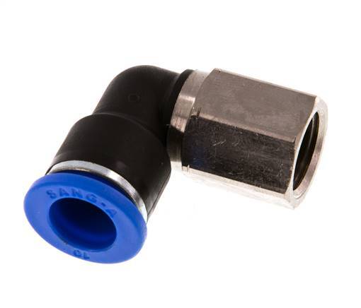 10mm x G1/4'' 90deg Winkel Steckverschraubung mit Innengewinde Messing/PA 66 NBR drehbar [2 Stück]