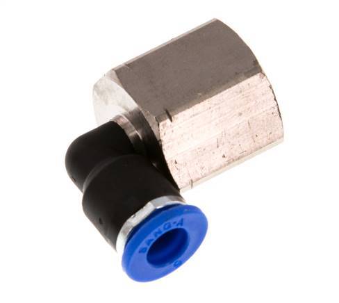 6mm x G3/8'' 90deg Winkel Steckverschraubung mit Innengewinde Messing/PA 66 NBR drehbar [2 Stück]