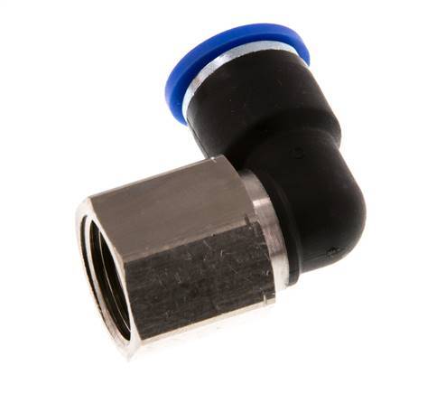 10mm x G3/8'' 90deg Elbow Push-in Fitting with Female Threads Brass/PA 66 NBR Rotatable [2 Pieces]
