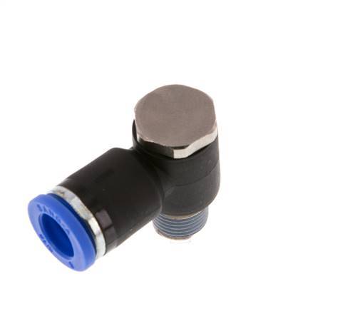 8mm x R1/8'' 90deg Winkel L-Form Steckfitting mit Außengewinde Messing/PA 66 NBR drehbar [2 Stück]