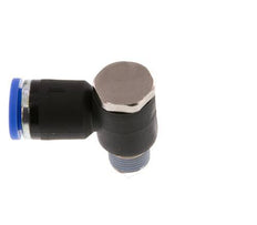 8mm x R1/8'' 90deg Elbow L-shape Push-in Fitting with Male Threads Brass/PA 66 NBR Rotatable [2 Pieces]