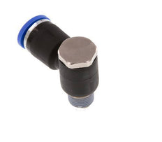 8mm x R1/8'' 90deg Elbow L-shape Push-in Fitting with Male Threads Brass/PA 66 NBR Rotatable [2 Pieces]