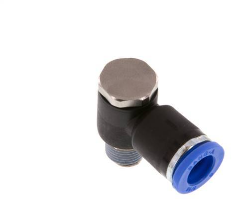 8mm x R1/8'' 90deg Winkel L-Form Steckfitting mit Außengewinde Messing/PA 66 NBR drehbar [2 Stück]