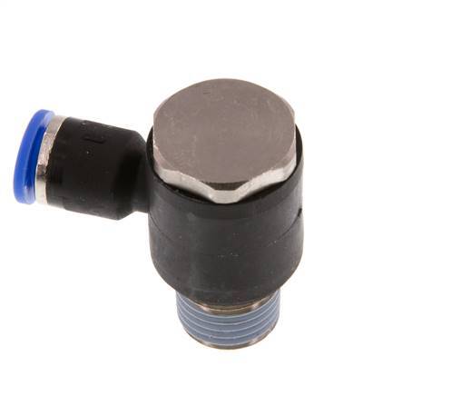 6mm x R1/4'' 90deg Winkel L-Form Steckfitting mit Außengewinde Messing/PA 66 NBR drehbar [2 Stück]