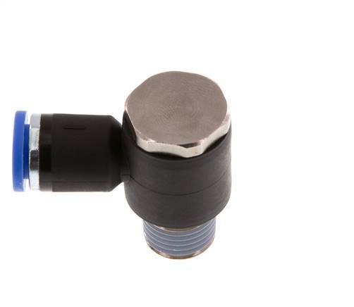 8mm x R1/4'' 90deg Elbow L-shape Push-in Fitting with Male Threads Brass/PA 66 NBR Rotatable [2 Pieces]