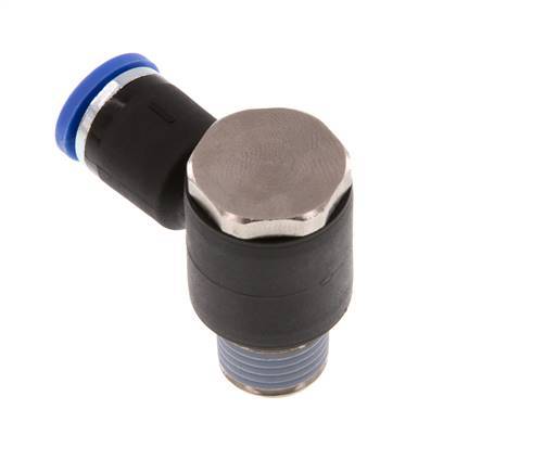 8mm x R1/4'' 90deg Elbow L-shape Push-in Fitting with Male Threads Brass/PA 66 NBR Rotatable [2 Pieces]