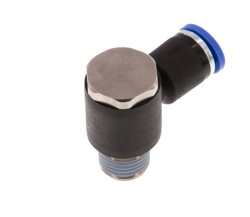 8mm x R1/4'' 90deg Winkel L-Form Steckfitting mit Außengewinde Messing/PA 66 NBR drehbar [2 Stück]
