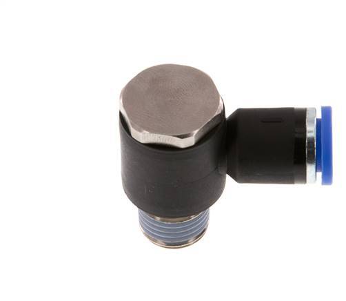 8mm x R1/4'' 90deg Winkel L-Form Steckfitting mit Außengewinde Messing/PA 66 NBR drehbar [2 Stück]