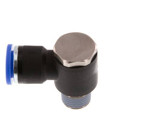 10mm x R1/4'' 90deg Winkel L-Form Steckfitting mit Außengewinde Messing/PA 66 NBR drehbar [2 Stück]
