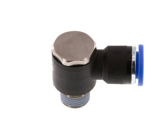 10mm x R1/4'' 90deg Winkel L-Form Steckfitting mit Außengewinde Messing/PA 66 NBR drehbar [2 Stück]