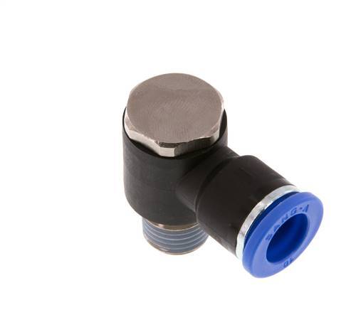 10mm x R1/4'' 90deg Winkel L-Form Steckfitting mit Außengewinde Messing/PA 66 NBR drehbar [2 Stück]