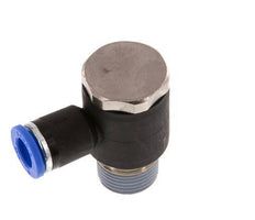 8mm x R3/8'' 90deg Elbow L-shape Push-in Fitting with Male Threads Brass/PA 66 NBR Rotatable [2 Pieces]