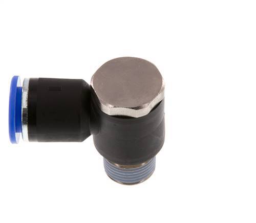 12mm x R3/8'' 90deg Winkel L-Form Steckverschraubung mit Außengewinde Messing/PA 66 NBR Drehbar