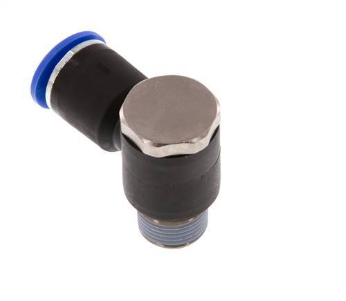 12mm x R3/8'' 90deg Winkel L-Form Steckverschraubung mit Außengewinde Messing/PA 66 NBR Drehbar