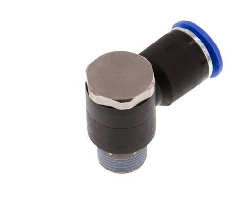 12mm x R3/8'' 90deg Elbow L-shape Push-in Fitting with Male Threads Brass/PA 66 NBR Rotatable