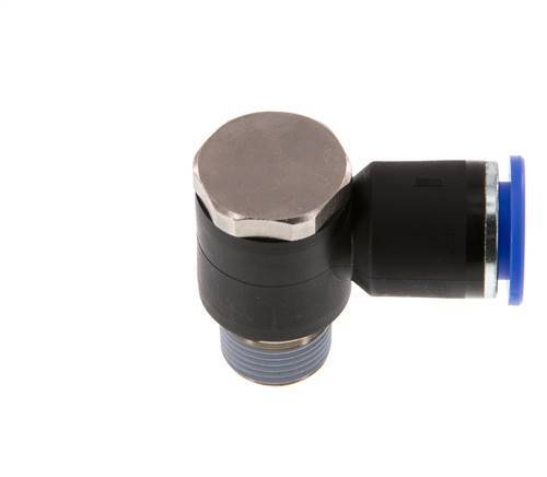12mm x R3/8'' 90deg Winkel L-Form Steckverschraubung mit Außengewinde Messing/PA 66 NBR Drehbar