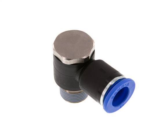 12mm x R3/8'' 90deg Winkel L-Form Steckverschraubung mit Außengewinde Messing/PA 66 NBR Drehbar