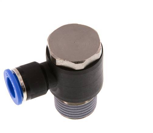 10mm x R1/2'' 90deg Elbow L-shape Push-in Fitting with Male Threads Brass/PA 66 NBR Rotatable