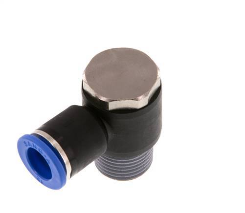 12mm x R1/2'' 90deg Winkel L-Form Steckverschraubung mit Außengewinde Messing/PA 66 NBR Drehbar