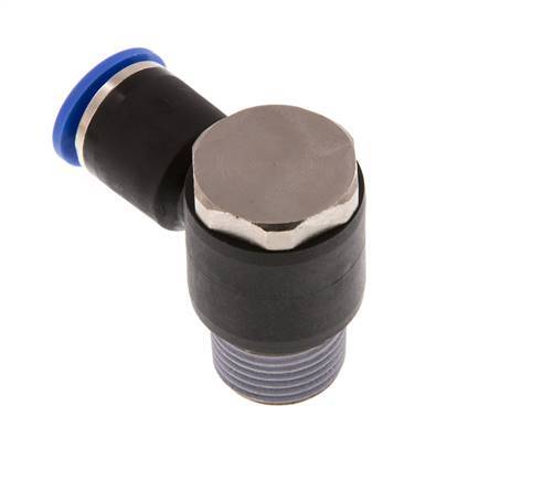 12mm x R1/2'' 90deg Winkel L-Form Steckverschraubung mit Außengewinde Messing/PA 66 NBR Drehbar