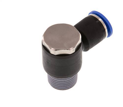 12mm x R1/2'' 90deg Winkel L-Form Steckverschraubung mit Außengewinde Messing/PA 66 NBR Drehbar