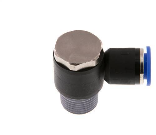 12mm x R1/2'' 90deg Winkel L-Form Steckverschraubung mit Außengewinde Messing/PA 66 NBR Drehbar