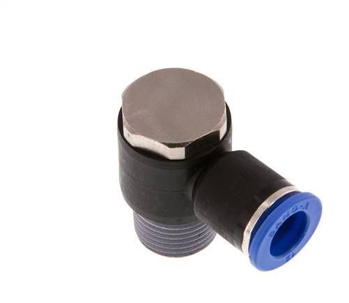 12mm x R1/2'' 90deg Winkel L-Form Steckverschraubung mit Außengewinde Messing/PA 66 NBR Drehbar