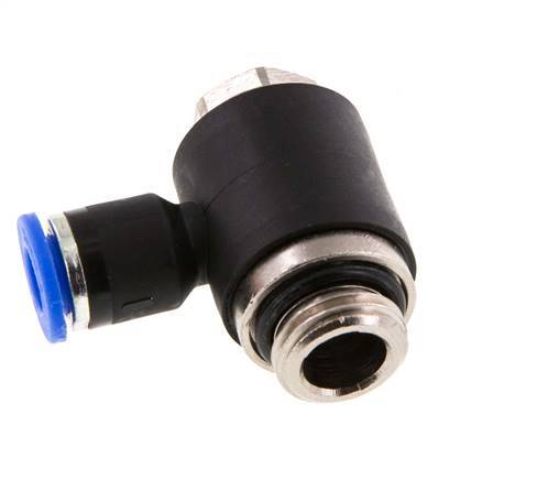 6mm x G1/4'' 90deg Elbow L-shape Push-in Fitting with Male Threads Brass/PA 66 NBR Rotatable [2 Pieces]