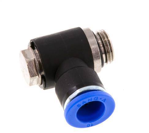 10mm x G1/4'' 90deg Winkel L-Form Steckfitting mit Außengewinde Messing/PA 66 NBR drehbar [2 Stück]