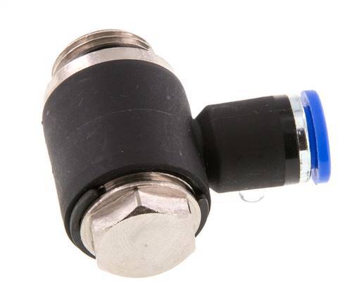 8mm x G3/8'' 90deg Elbow L-shape Push-in Fitting with Male Threads Brass/PA 66 NBR Rotatable [2 Pieces]
