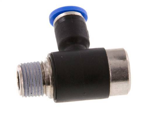 4mm x R1/8'' 90deg Elbow L-shape Push-in Fitting with Male Threads Brass/PA 66 NBR Inner Hexagon Rotatable [2 Pieces]
